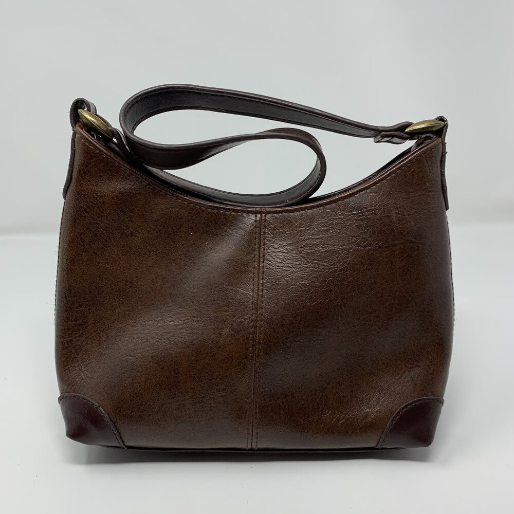 Vintage Leather Shoulder Bag Women‎ Brown Hobo Purse Zip Pocket
